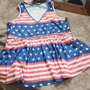 Sleeveless Star & Stripe Tank Top - Blue, Red, White